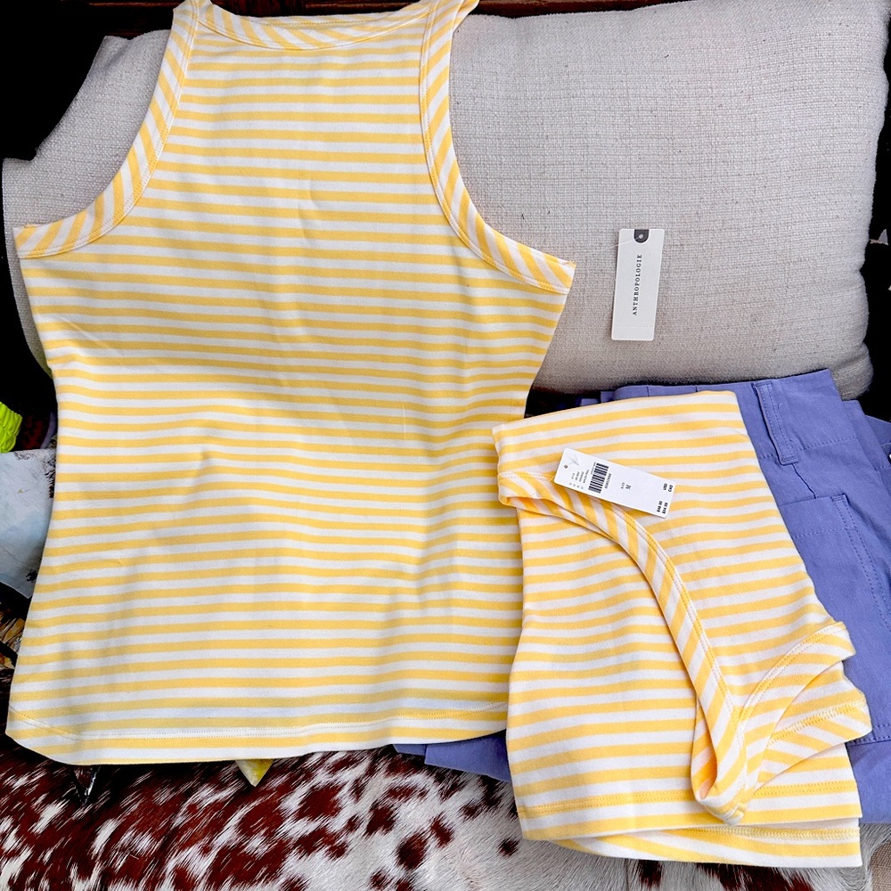 Maeve from Anthropologie yellow striped tank NEW with tags Medium